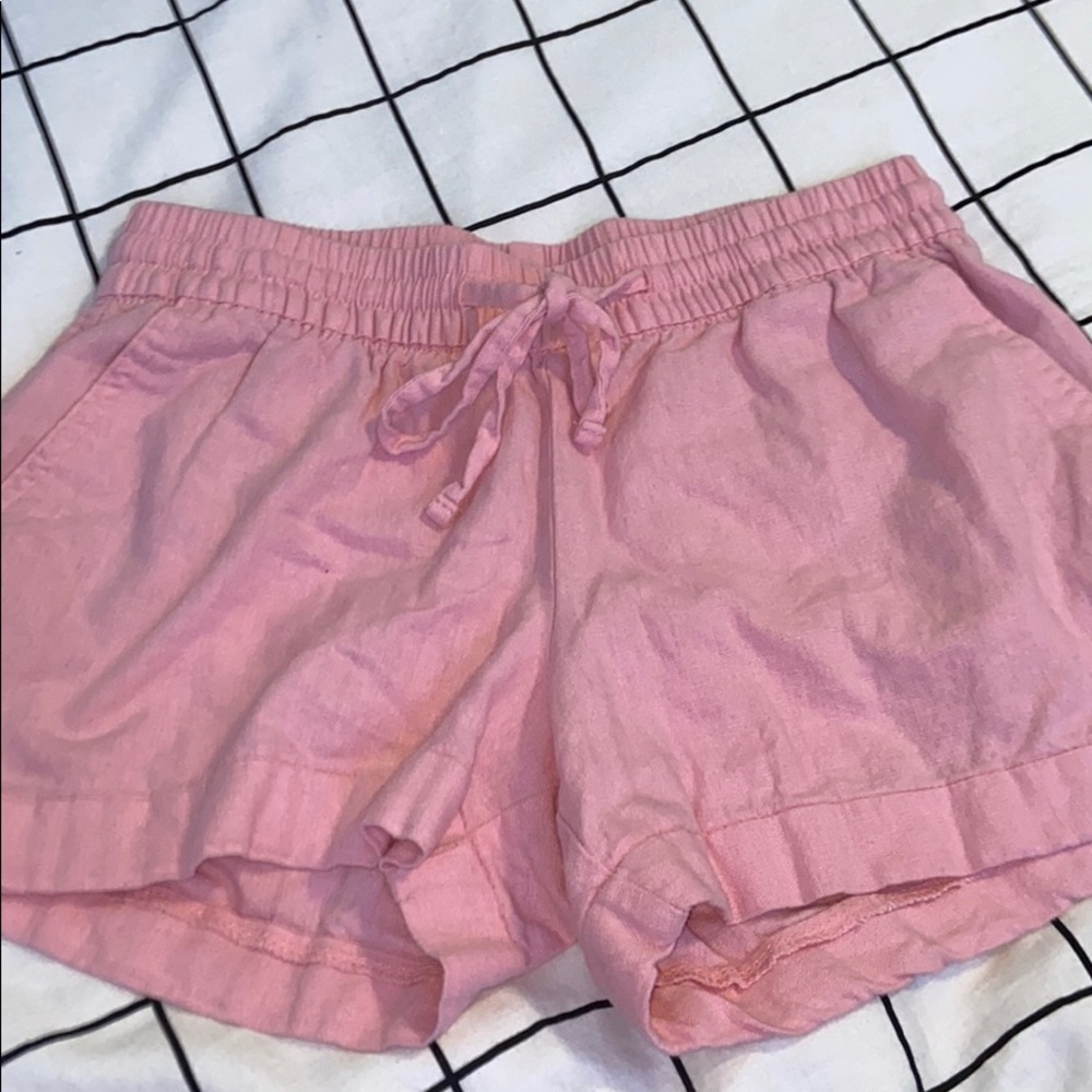 pink linen shorts
